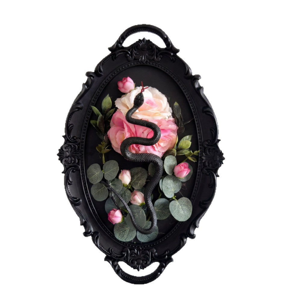 Black Snake Dark Floral Frame gothic wall decor