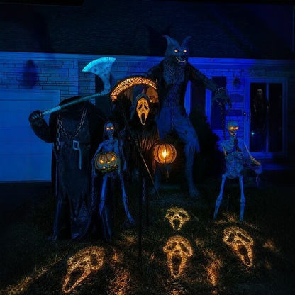Spooky Solar Halloween Grim Reaper Light with Lantern – Outdoor Lawn & Pathway Stake Light for Haunting Yard Decor