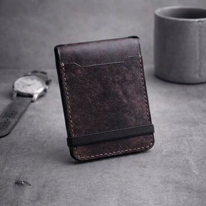 Elastic Band Slim Wallet Front Pocket Short Wallet Stitched Edges Personal Accessory Rounded Corners