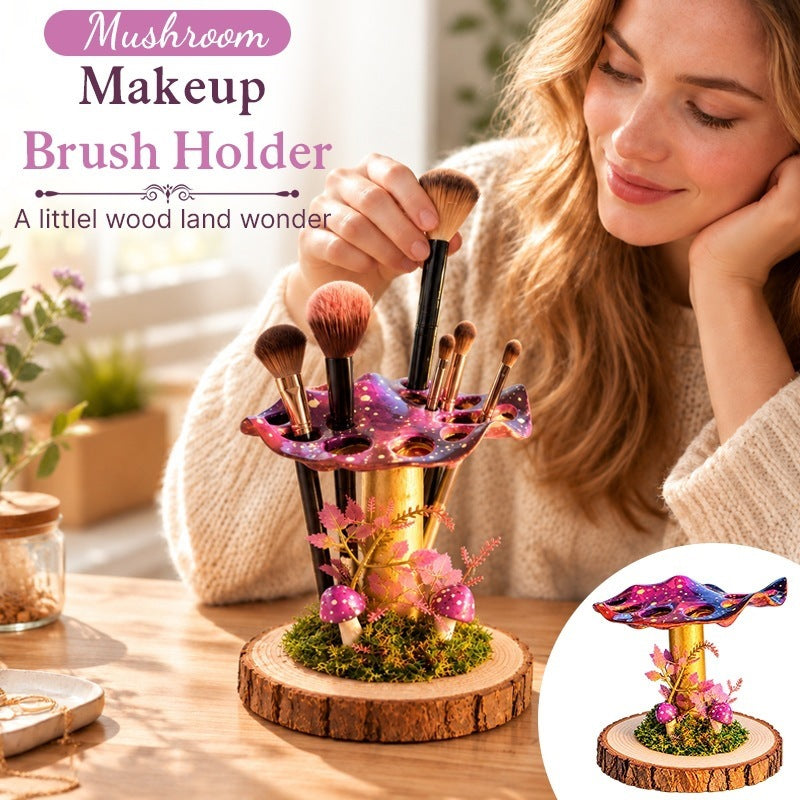 Enchanted Mushroom Makeup Brush & Jewelry Holder – Woodland Vanity Decor