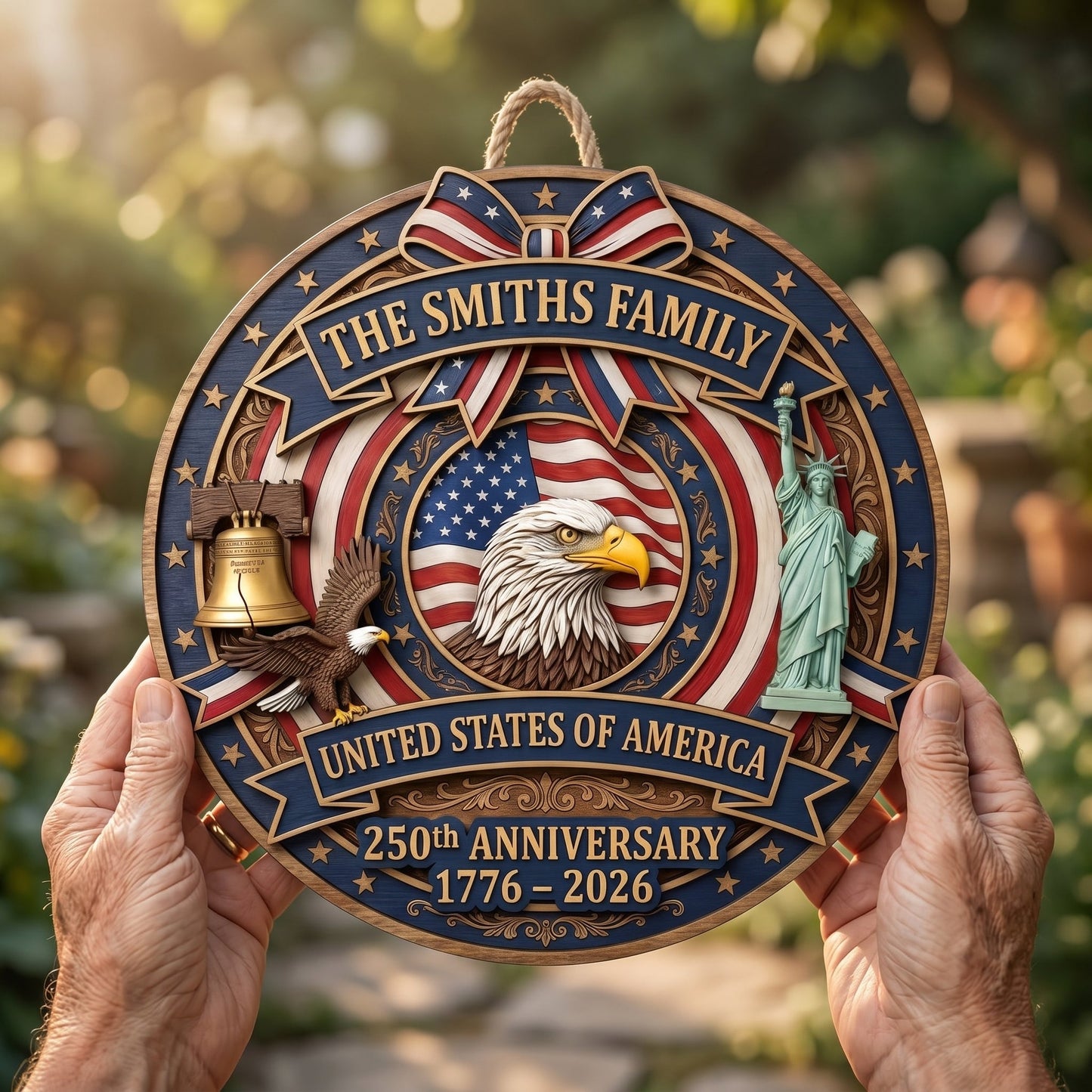 🎖️ USA 250th Anniversary Wooden Wall Sign – “A Nation’s Legacy, A Family’s Pride”