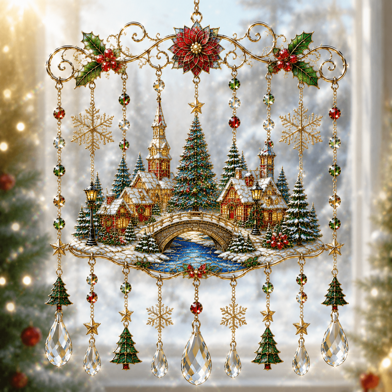 🔥Last Day 49% OFF - Handmade Christmas Stained Glass Window Hanging🎄