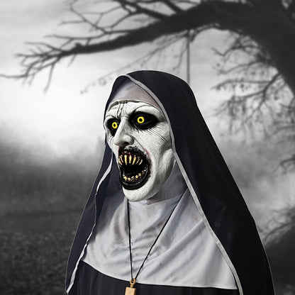 Spooky Qualteus Nun Halloween Mask Latex Handwashable Cosplay Costume Accessory