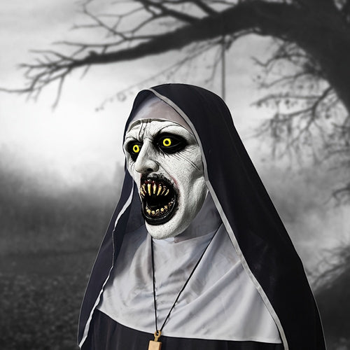 Spooky Qualteus Nun Halloween Mask Latex Handwashable Cosplay Costume Accessory