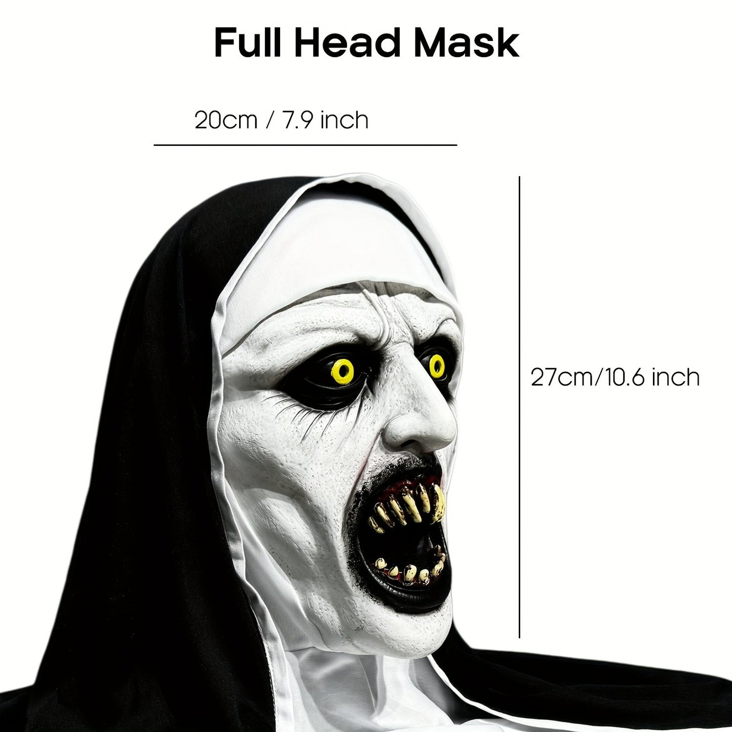 Spooky Qualteus Nun Halloween Mask Latex Handwashable Cosplay Costume Accessory