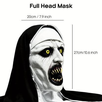 Spooky Qualteus Nun Halloween Mask Latex Handwashable Cosplay Costume Accessory