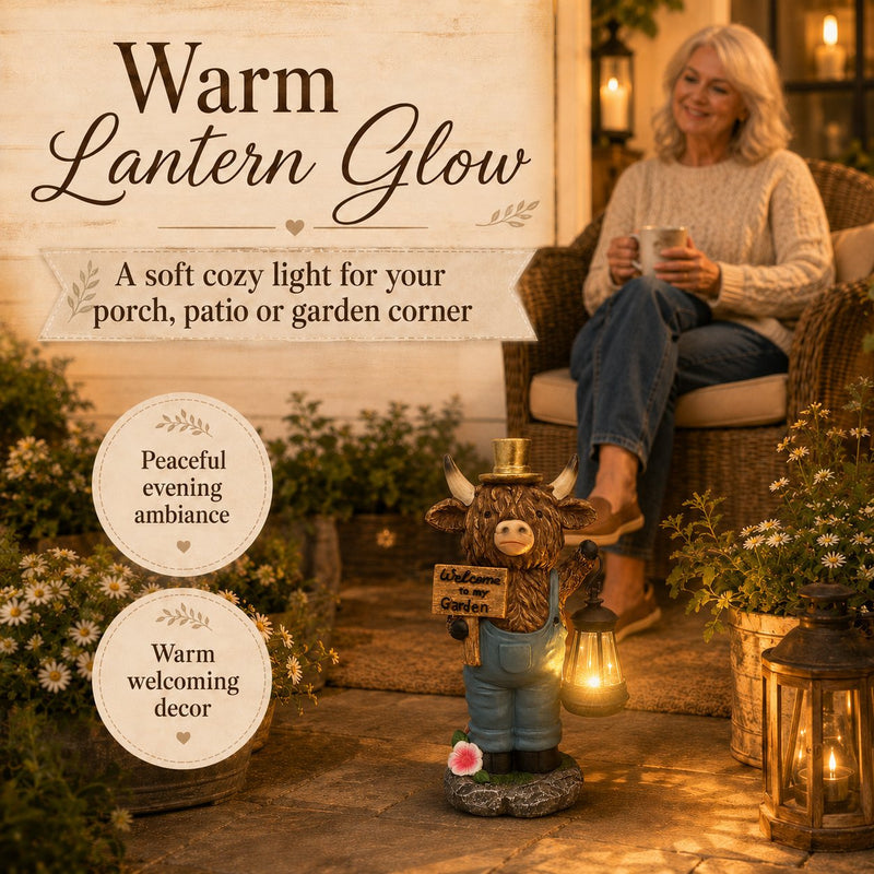 🐮 Solar Powered Highland Cow Light – Waterproof Outdoor Garden & Patio Decor 💡✨
