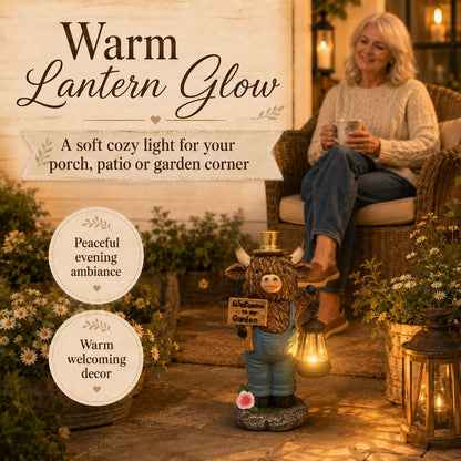 🐮 Solar Powered Highland Cow Light – Waterproof Outdoor Garden & Patio Decor 💡✨