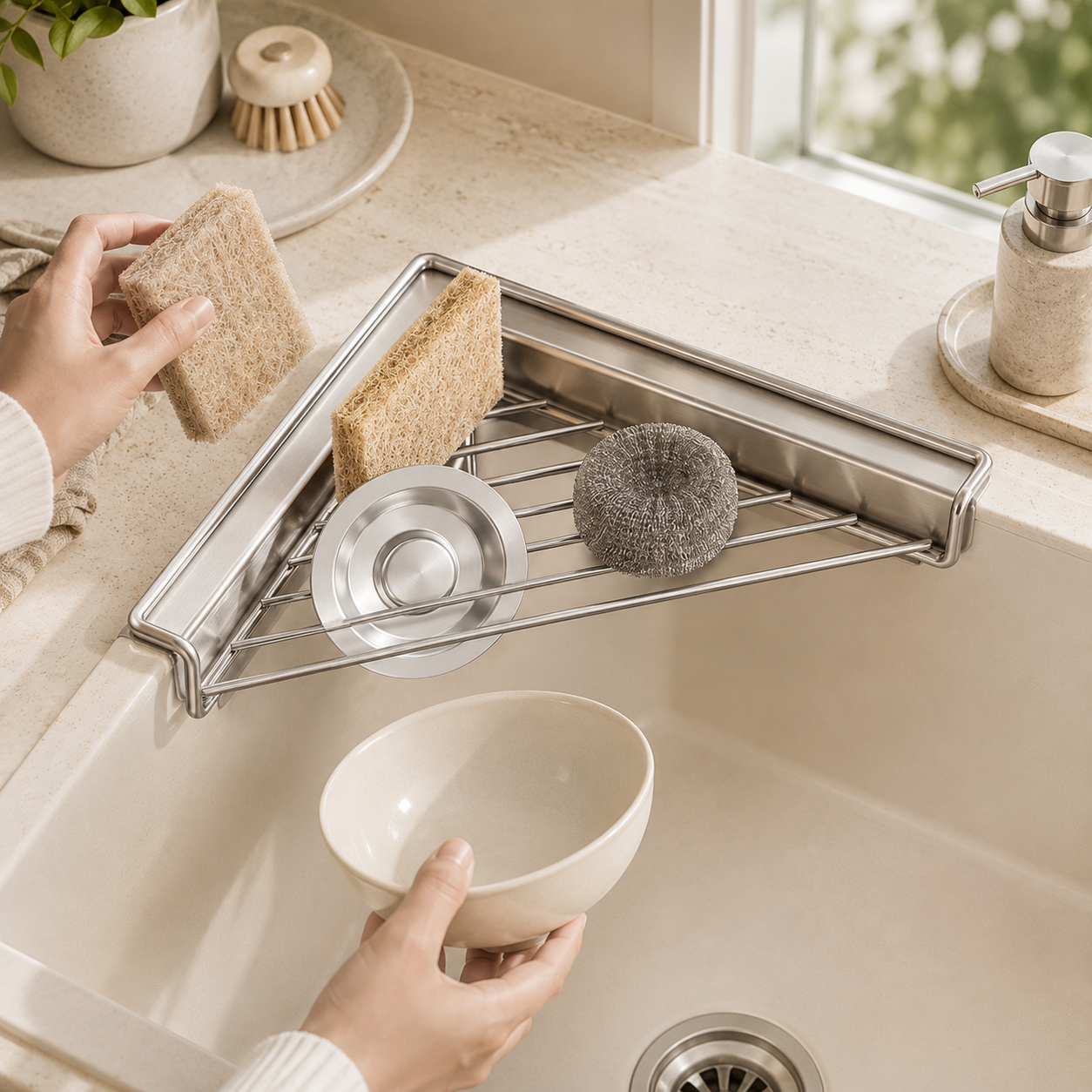 🔥BUY 1 GET 1 FREE 🏠Stainless Steel Triangle Sink Corner Rack
