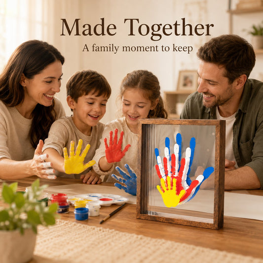 🌟Wooden Transparent Handprint Frame Set, DIY Family Memorial Gift Kit