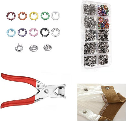 ✨100Pcs Snap Fasteners Kit!🛠️ Metal Buttons & Hand Press Pliers Tool Set 🧵