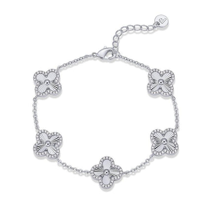 ✨14K Gold Plated Clover Bracelet – Lucky Four-Leaf Charm Station Jewelry