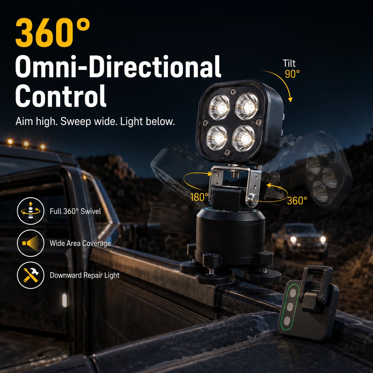 🚙 🔥Omni-Directional 360-degree rotation LED Pod Light