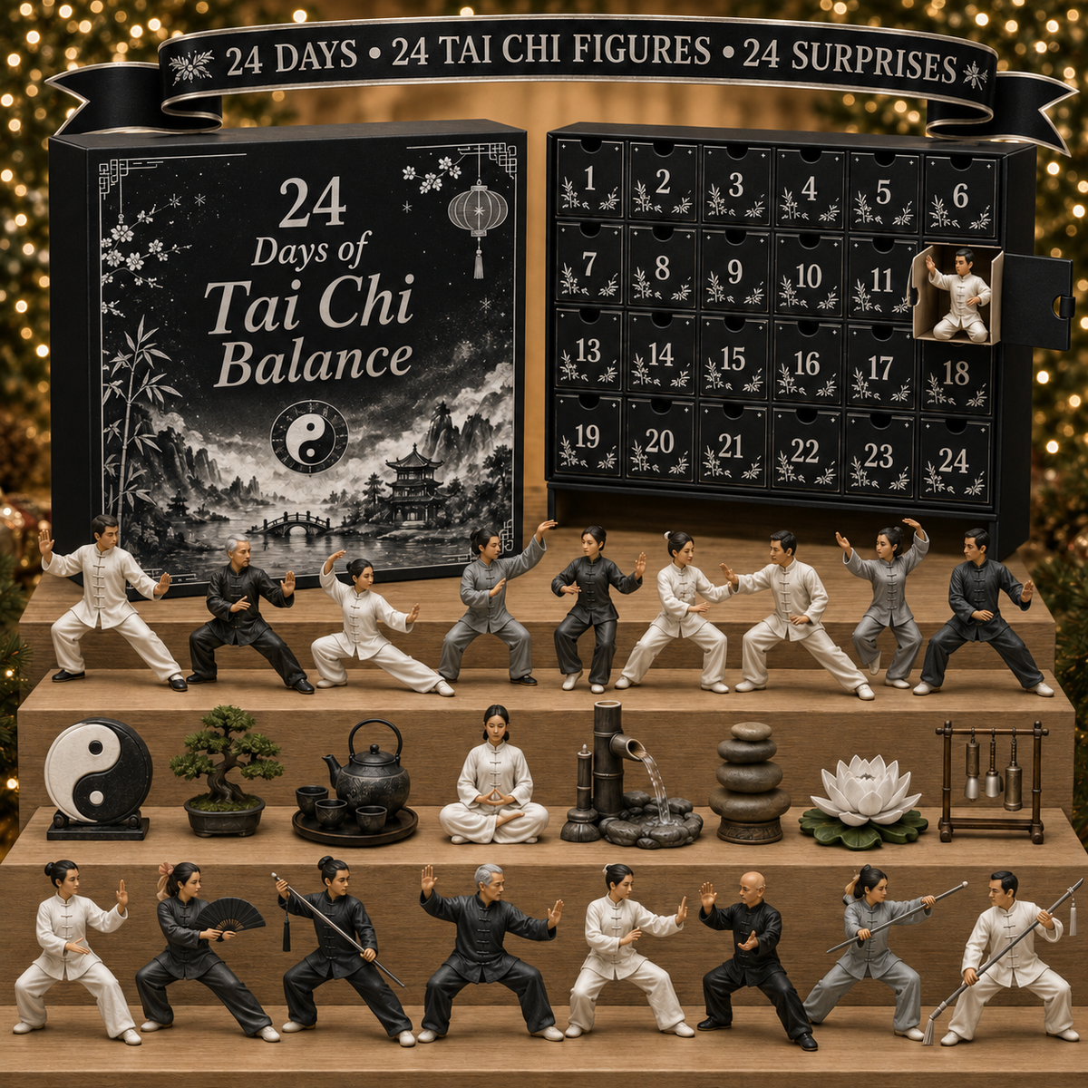 CHRISTMAS KICKOFF 40% OFF - 2026 Days of Tai Chi Balance Blind Box - 24-Day Festive Countdown, Tai Chi Collectible Figures Blind Box - Gift For Tai Chi Lovers