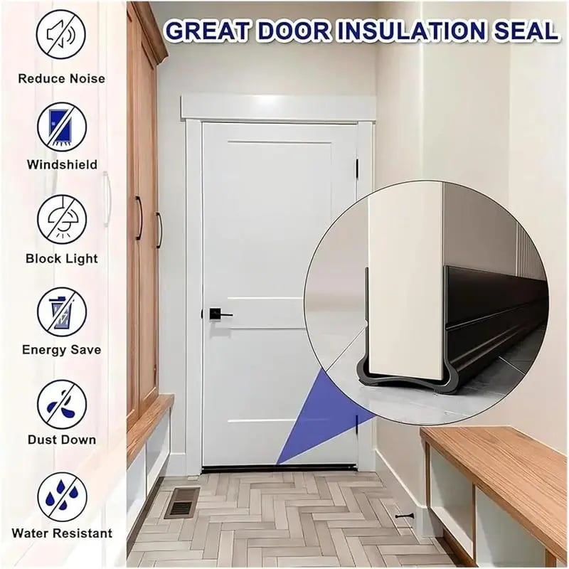 🎁Last Day Promotion 49% OFF🔥Self-Adhesive Triple-Seal Door Draft Stopper – Flexible PVC Soundproof Weather Strip for Noise, Bugs & Energy Saving