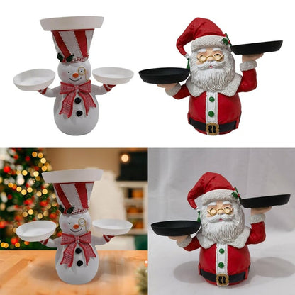🎄 Christmas Resin Snowman Snack Rack Holder – 2-Tiered Dessert & Candy Bowl Stand for Party Table 🍰✨