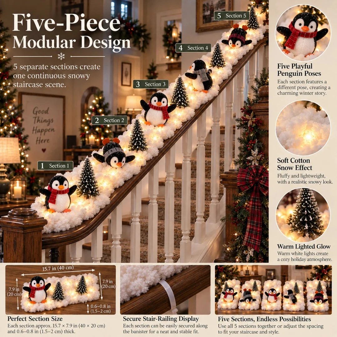 🐧 Penguin Christmas Stair Snow Decor | A Cozy Penguin Christmas Story ✨