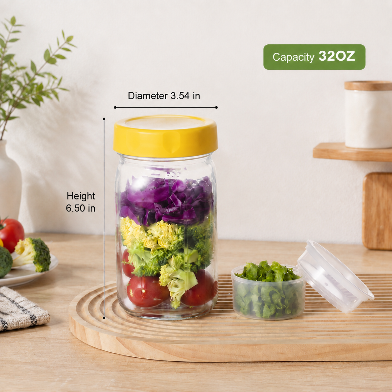 🥗Leak-proof salad lunch jar - with built-in divider