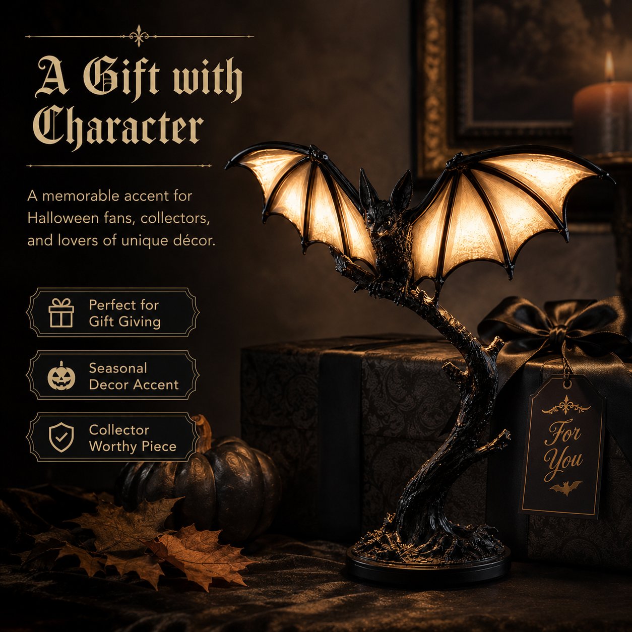 Lichtgevende vleermuis-tafellamp 🦇