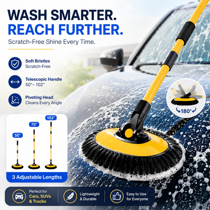 🎉⏳Time-Limited Special⏰Durable Aluminum Long Handle Telescopic Car Wash Mop – Soft Microfiber, Scratch-Free & Adjustable Length