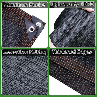 🎖️90% Blackout Cloth (Black) - 10 x 13ft UV-Resistant Shade Net with Reinforced Rivets,