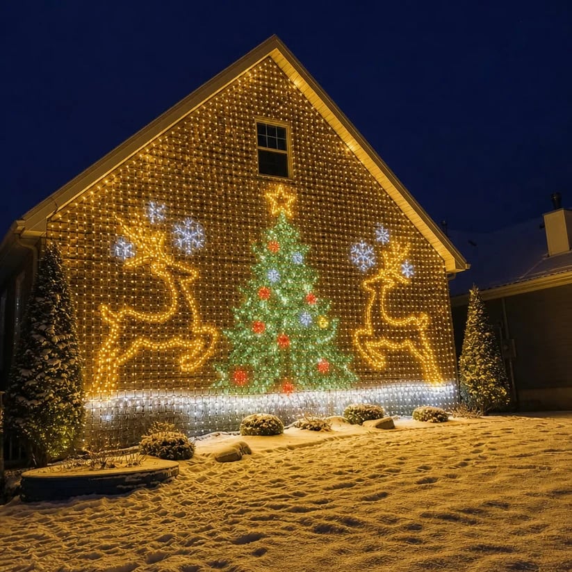 🎄✨Christmas LED House Net & Smart Outdoor Wall Curtain Light
