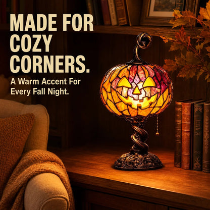 🔥HOT SALE🎃 🎉Halloween Stained Glass Style Pumpkin Table Lamp