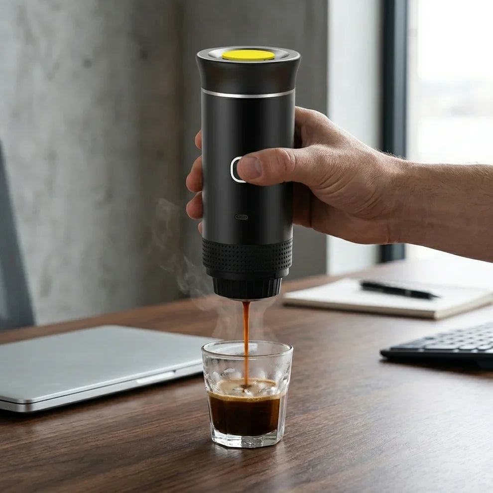 Portable Espresso Coffee Maker – 15-Bar Rechargeable Travel Coffee Machine