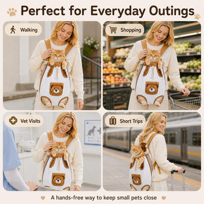 🎉Cute Bear Design Front Pet Carrier Backpack, Breathable Adjustable Hands-Free Travel Chest Bag for pets