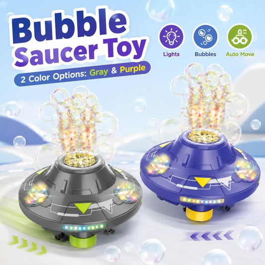 🎉Flying Saucer Bubble Maker for Kids, Automatic Rotating Bubble Blower with Lights, Music