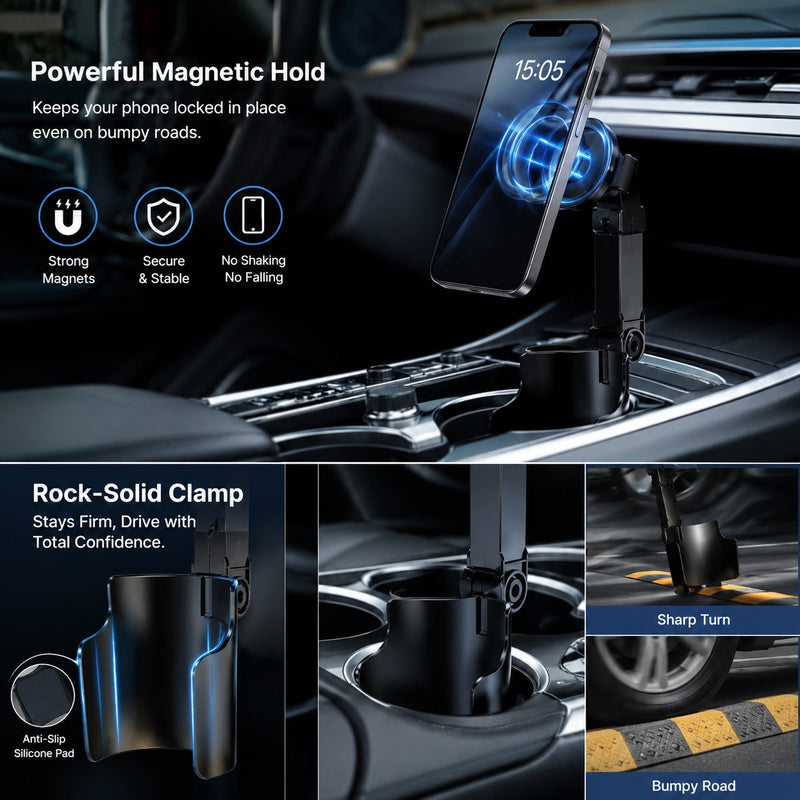 🔥 48% OFF | 360° Magnetic Car Cup Holder Phone Mount – Strong N52 Magnet & Safe Driving 🚗✨