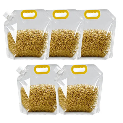 🔥5 Counts Reusable Food Sealed Bags, leak proof design, prevent liquid spillage
