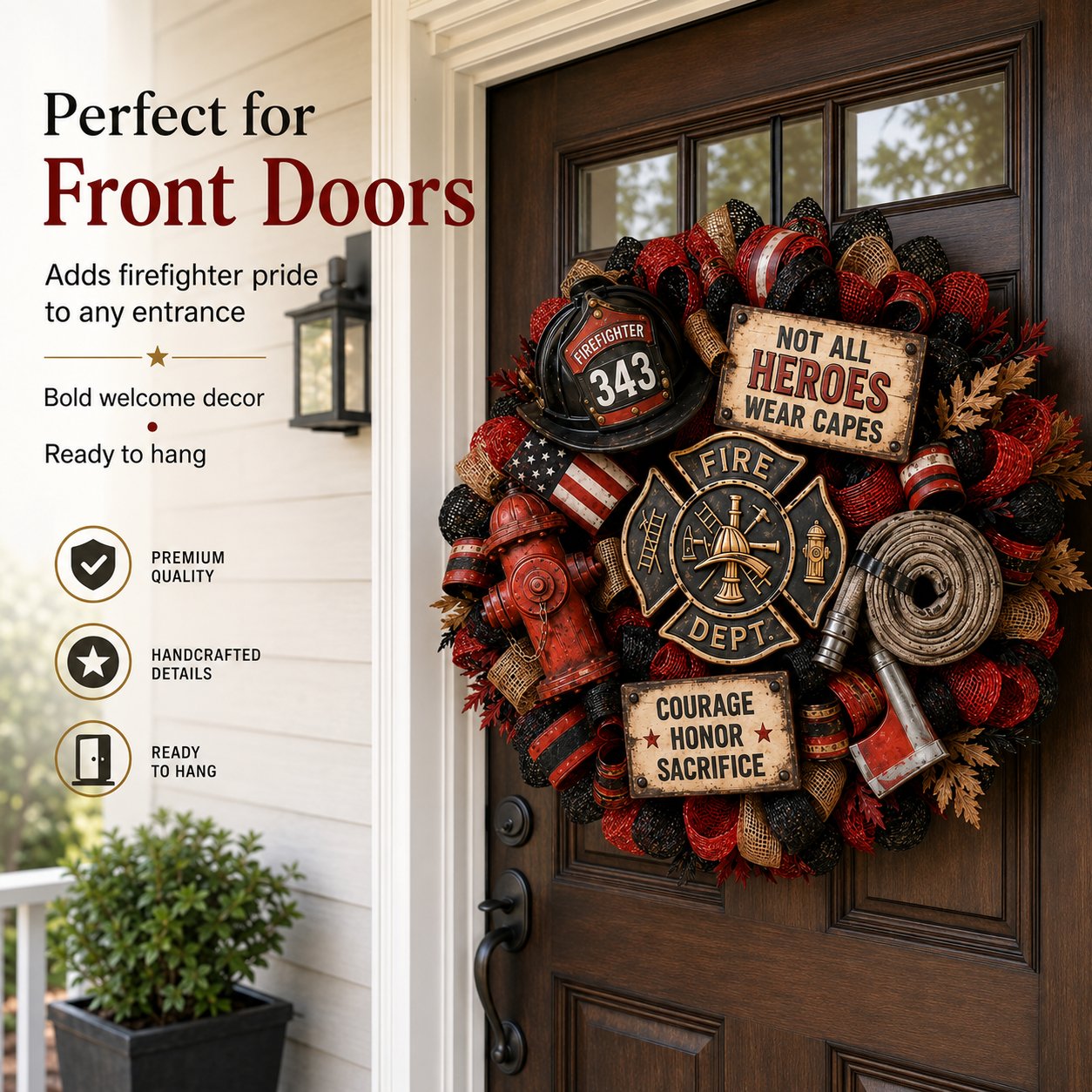🔥 Honor the Brave — Handcrafted Firefighter Tribute Wreath 🚒❤️