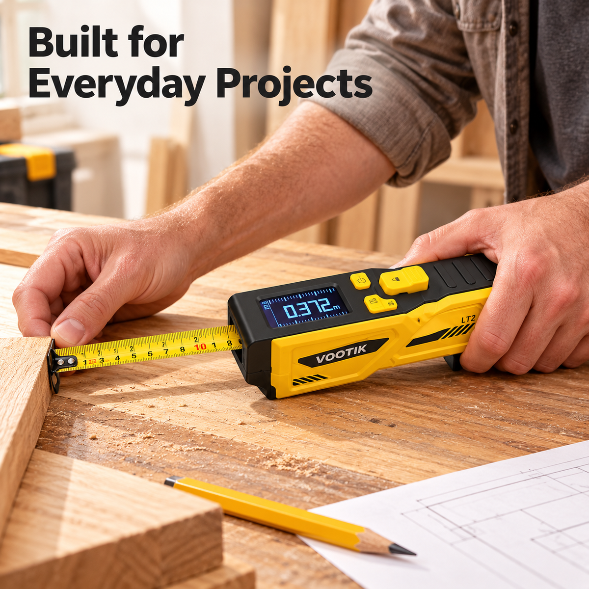 📏⚡ Digital Laser Tape Measure with LCD Display | 3-in-1 DIY Measuring & Alignment Tool 🛠️