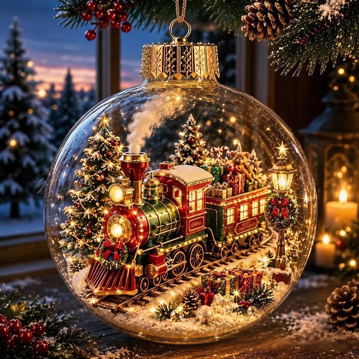 🔥HOT SALE🔥🎄Glowing Christmas Diorama Ornament with Soft Warm Light - Crystal-Clear Acrylic 3D Miniature Bauble with Hanging Cord - 8 Unique Festive Scenes (Santa, Nutcracker, Gingerbread House) for Tree & Mantel Decor Gift