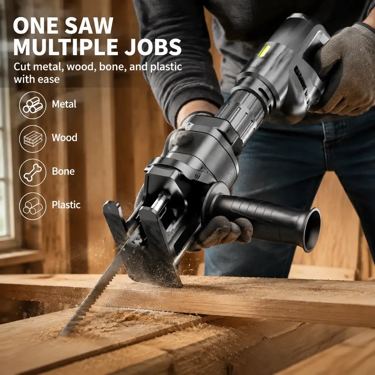 🔧1 Count Reciprocating Saw Attachment for Drill, DIY Tool for Home Renovation, Wood & PVC Cutting Helper