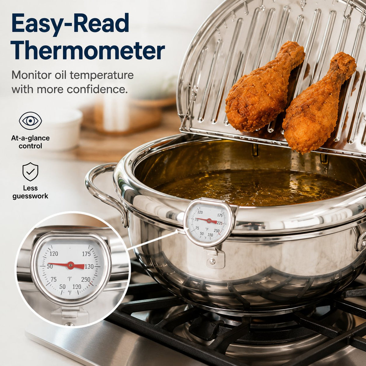 🌡️ Temperature-Monitoring Frying Pot with Rack