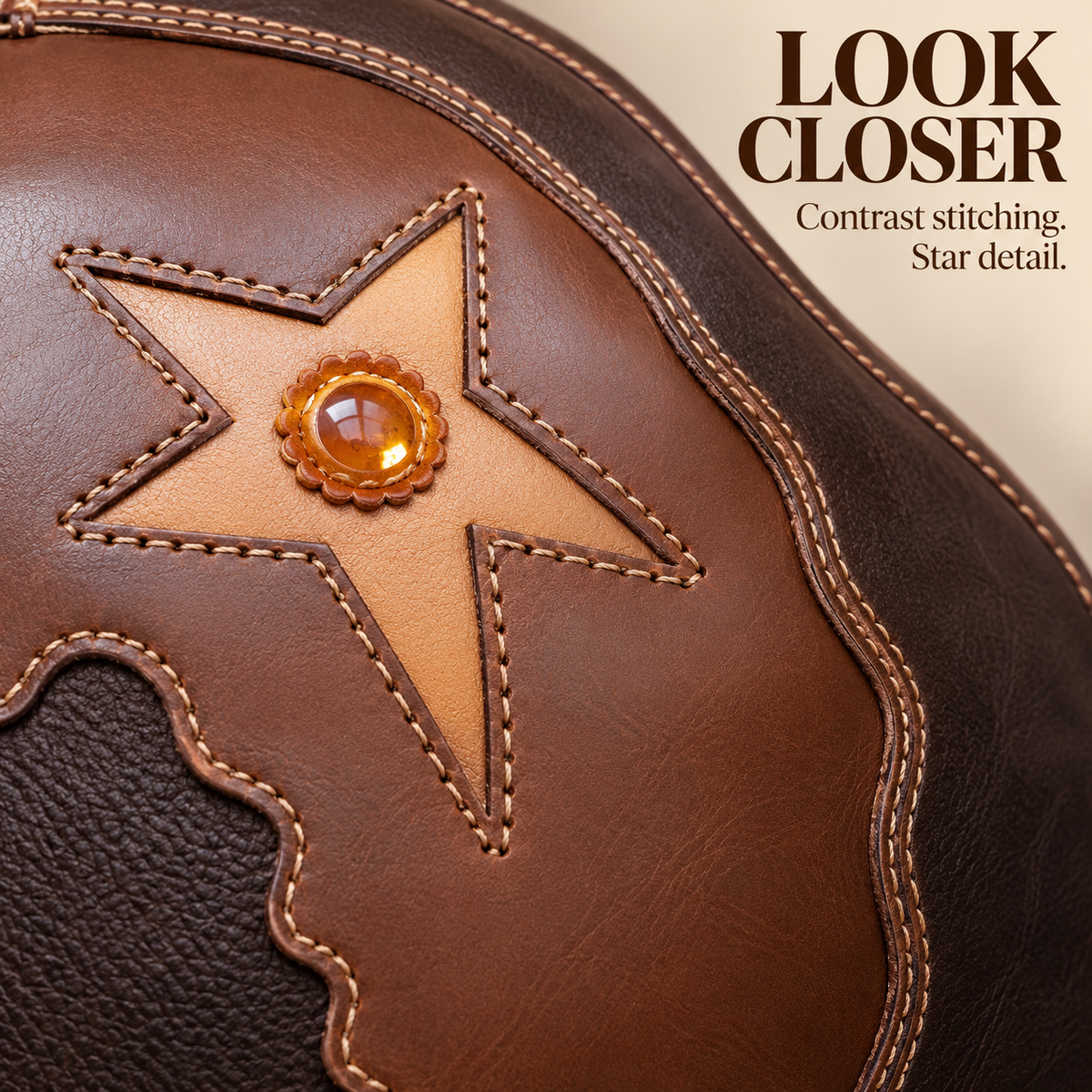 Brown horseshoe crab statement hat — details