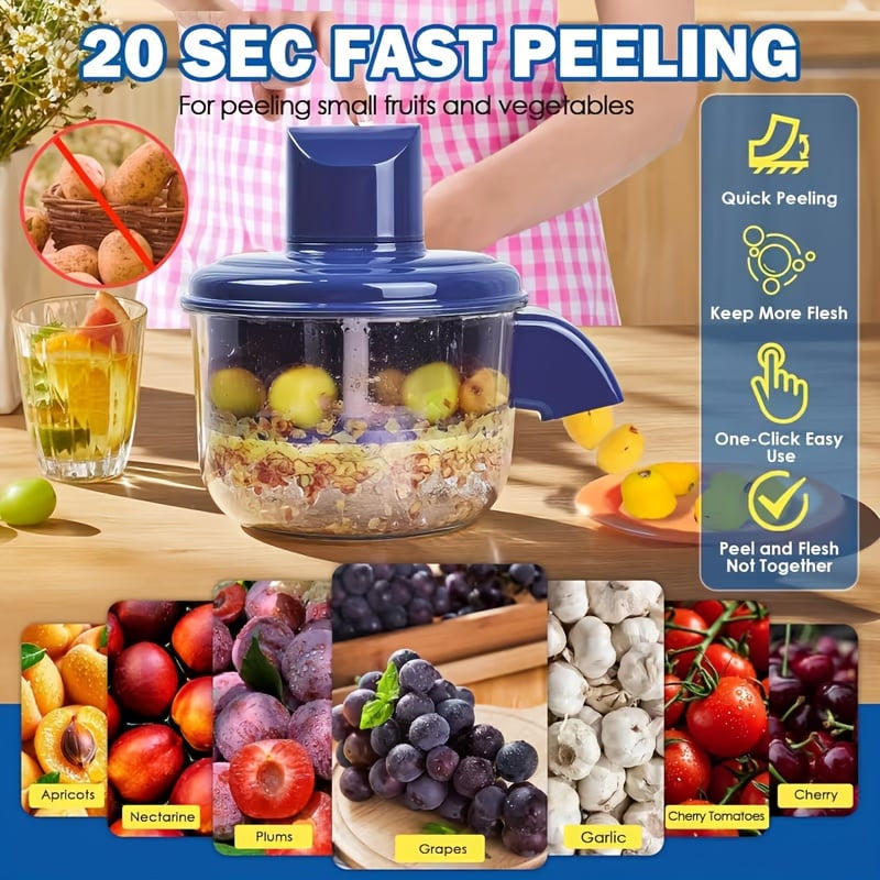 🧄 Smart Electric Fruit & Garlic Peeler – One-Click Automatic Peeling Machine with Easy-Clean Bowl 🍅