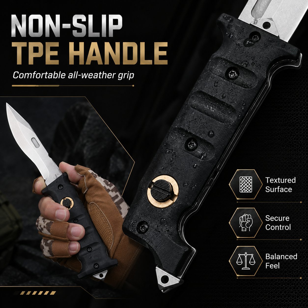 D2 Button Lock Folding Knife
