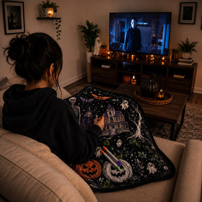🔥Last Day 48% OFF - 🎃👻Trick Or Trace Halloween Coloring Blanket🎨