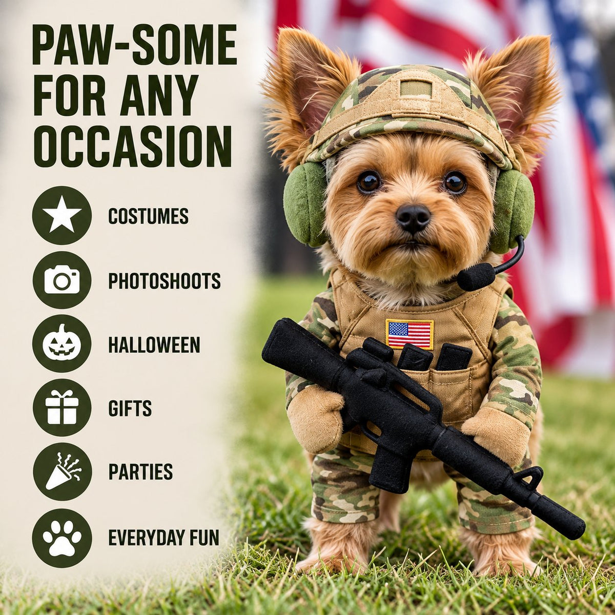 🐶 PawTrooper™ Dog Soldier Costume – Funny Tactical Pet Outfit