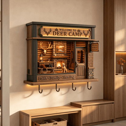 🦌Exclusive Limited Item🔥42%OFF🔥🔥Hunting-Themed 3D Wooden Cabin Key Holder