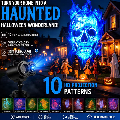 🎃👻 Last Day 50% OFF-32FT HD Halloween Projector | That Disappoint Your Halloween Party | 10 Unique HD Projection Patterns