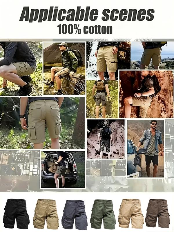 🔥Men's Heavy-Duty Multi-Pocket Tactical Cargo Shorts - 100% Organic Cotton Hiking & Work Shorts