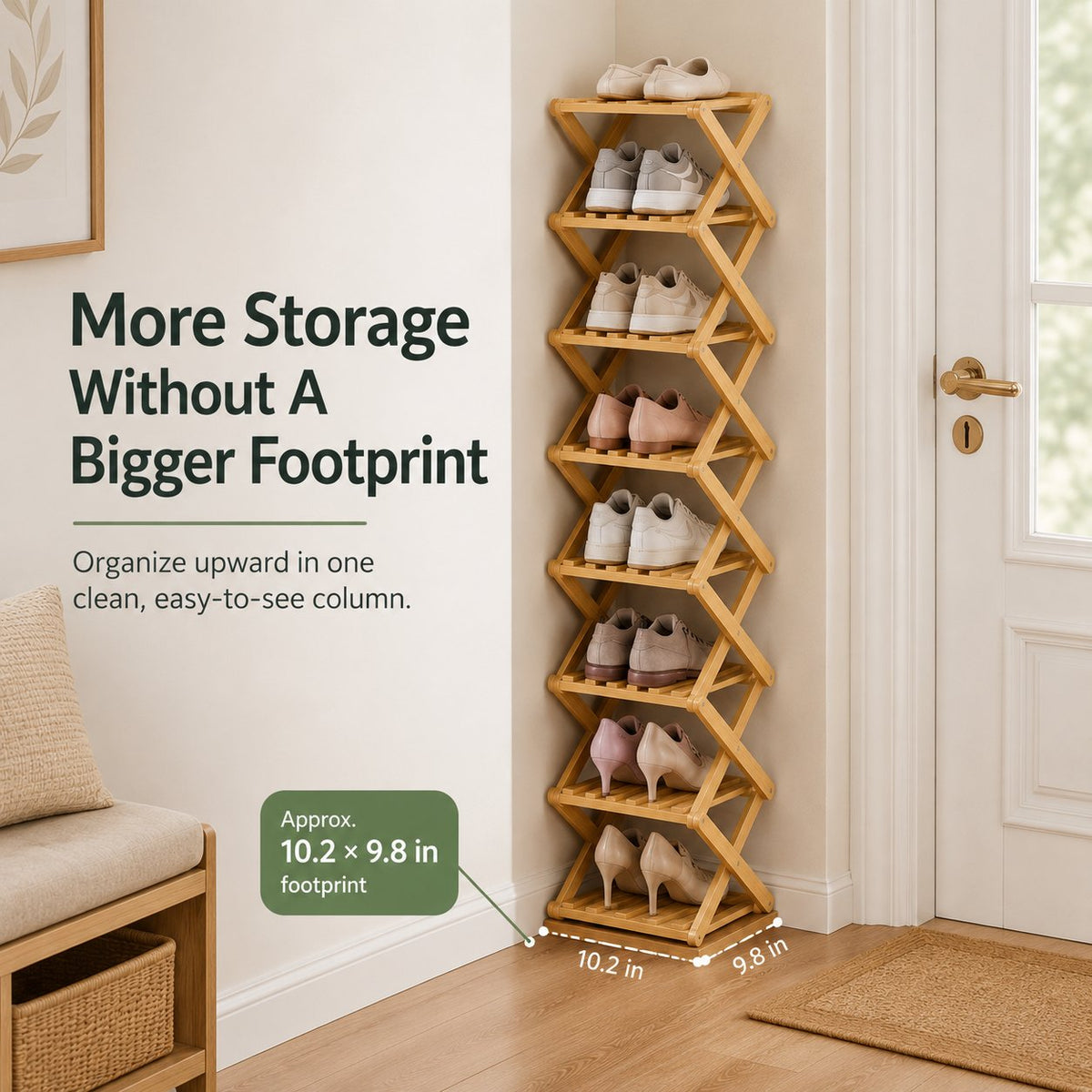 🔥Buy 2 Get 20% OFF🔥Foldable Bamboo Accordion Shoe Rack