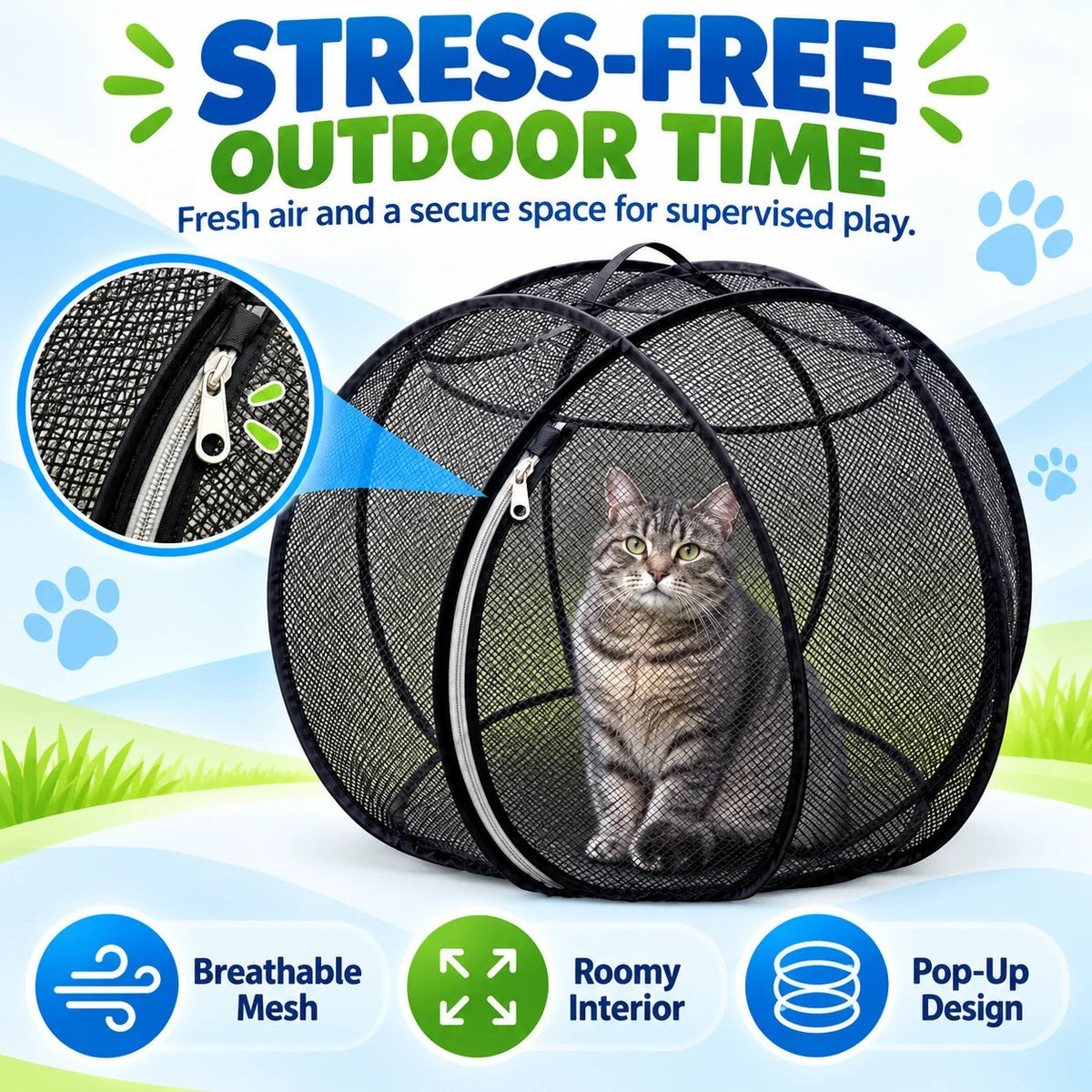 🐱360° Panoramic Pop-Up Rolling Cat Playpen Ball🐾