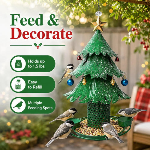 🔥HOT SALE🔥Christmas Tree Bird Feeder 🎄 Festive Backyard Holiday Decor