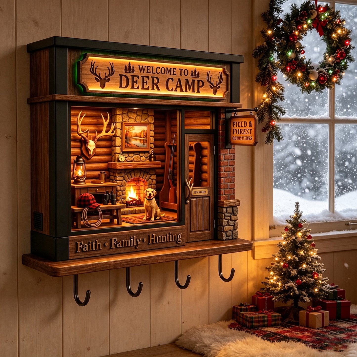 🦌Exclusive Limited Item🔥42%OFF🔥🔥Hunting-Themed 3D Wooden Cabin Key Holder