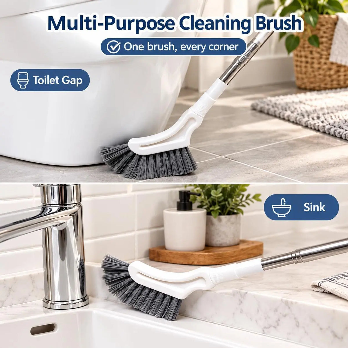 🧼 Telescopic Crevice Cleaning Brush – Long Handle Gap Cleaner for Bathroom, Toilet, Floors & Windows